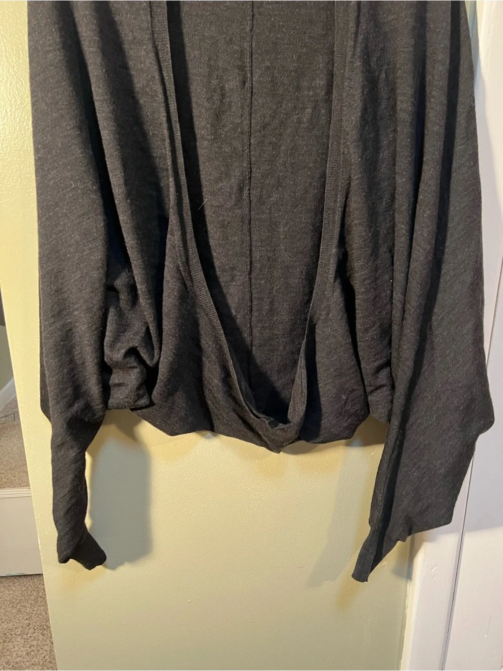 Women’s Size Small Open Front Circle Cardigan Sweater Dark Gray 100% Wool Italy